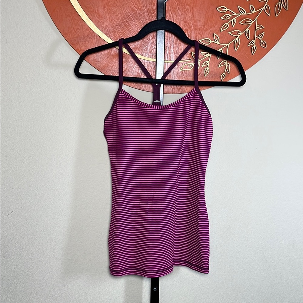 Lululemon power Y tank Hyper Striped raspberry glow plum Women's Top, size 6/8